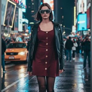 Corduroy Button-Down Dress in Burgundy